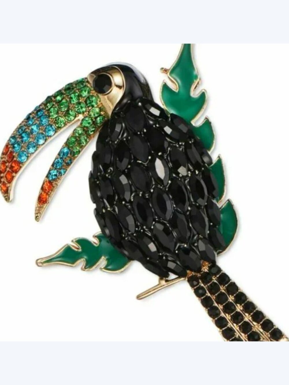 Toucan Parrot Pin Charter Club Bright Crystals Rainbow NIB Perfect Cond M328 - Picture 2 of 7